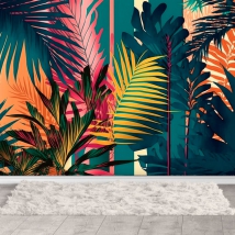 Modern tropical palm trees pattern wall mural or wallpaper