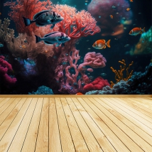 Wall mural or wallpaper seascape life underwater