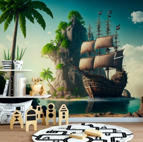 Wall mural or wallpaper caribbean pirate ship adventure