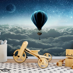 Wall mural or wallpaper adventure in a hot air balloon for children and adolescents