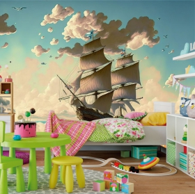 Wall mural or wallpaper adventure ship at sea