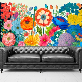 Wild flowers mural or wallpaper