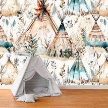 Wall mural or wallpaper watercolor teepee tent