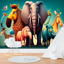 Wall mural or wallpaper strange jungle animals