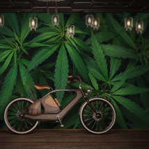 Wall mural or wallpaper background leaves mary jane green youthful