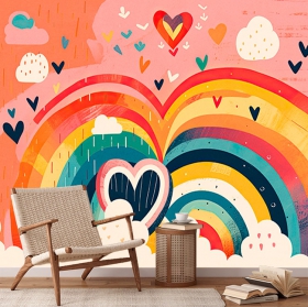 Wall mural or wallpaper rainbow heart