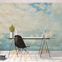 Wallpaper or mural drawing sky vintage pointillism texture