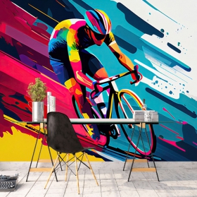 Colorful cycling wall mural or wallpaper