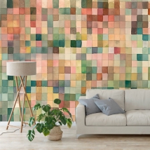 Watercolor squares wall mural or wallpaper