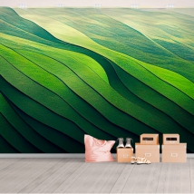Wallpaper or mural painting textures abstract decoration green tones