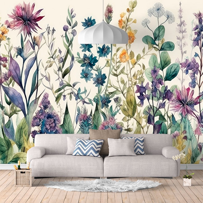 Papel pintado adhesivo - Wild Flowers In Summer I - Mural cuadrado