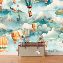 Wall mural or wallpaper childish sky balloons