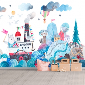 Wall mural or wallpaper sea children's illustration