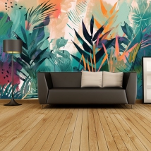 Wall mural or wallpaper illustration palm tree colors