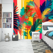 Wall mural or wallpaper jungle pop colors
