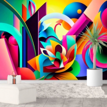 Wall mural or wallpaper drawing modern abstract art for youth