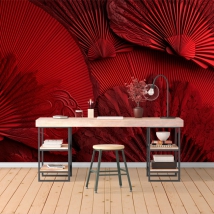 Modern red fans background wallpaper or mural