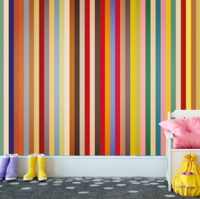 Wallpaper or wall mural drawing colorful vertical lines for youth