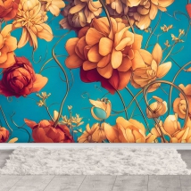 Wallpaper or mural illustration flowers classic decoration
