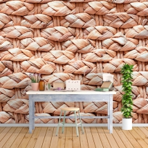 Patterned wallpaper or wall mural with handmade wicker textures