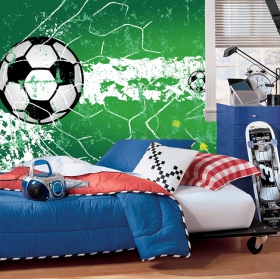 Wall mural or wallpaper children's youth soccer drawing modern background