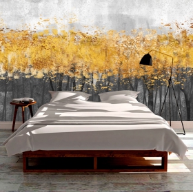 Wall mural or wallpaper modern abstract painting gold and gray textures