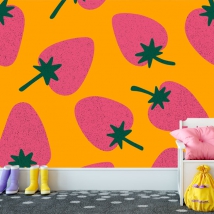 Wall mural or wallpaper illustration strawberries youth pop style