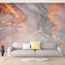 Modern gold and pastel color marble background wall mural or wallpaper