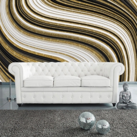 Wallpaper or mural drawing black and white golden waves texture decoration walls