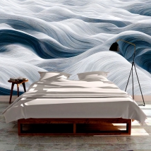 Wallpaper or mural illustration waves with modern textures