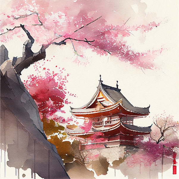 Japanese Architecture Watercolor  Architecture painting, Watercolor  landscape paintings, Watercolor architecture