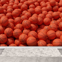 Wall mural or wallpaper realistic basketballs