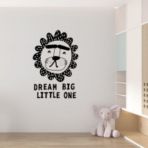 Vinyl adhesive lion face with phrase dream big little one
