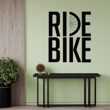 Adhesive vinyl phrases rider bike