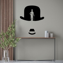 Vinyl stickers silhouette of charles chaplin and hat