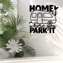 Caravan decorative vinyl with phrase home is where you park it