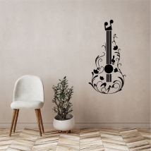 Vinyl adhesive guitar with flowers