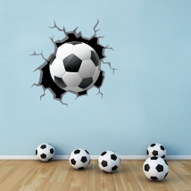 3d soccer ball vinyl wall sticker broken wall effect