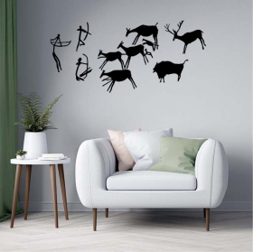 Adhesive vinyl silhouettes of archers hunting